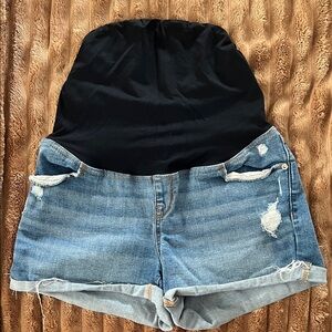 Isabel Maternity by Ingrid & Isabel Black and Blue Jean Shorts